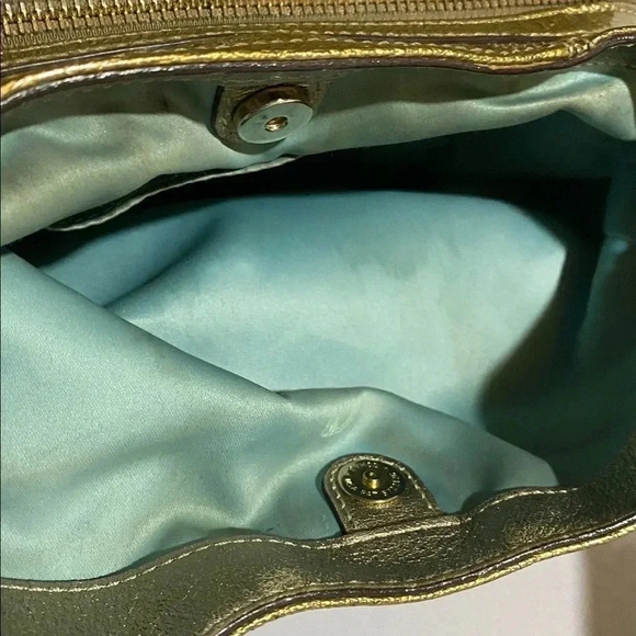 Coach gold metallic leather satchel handbag - Picture 8 of 16